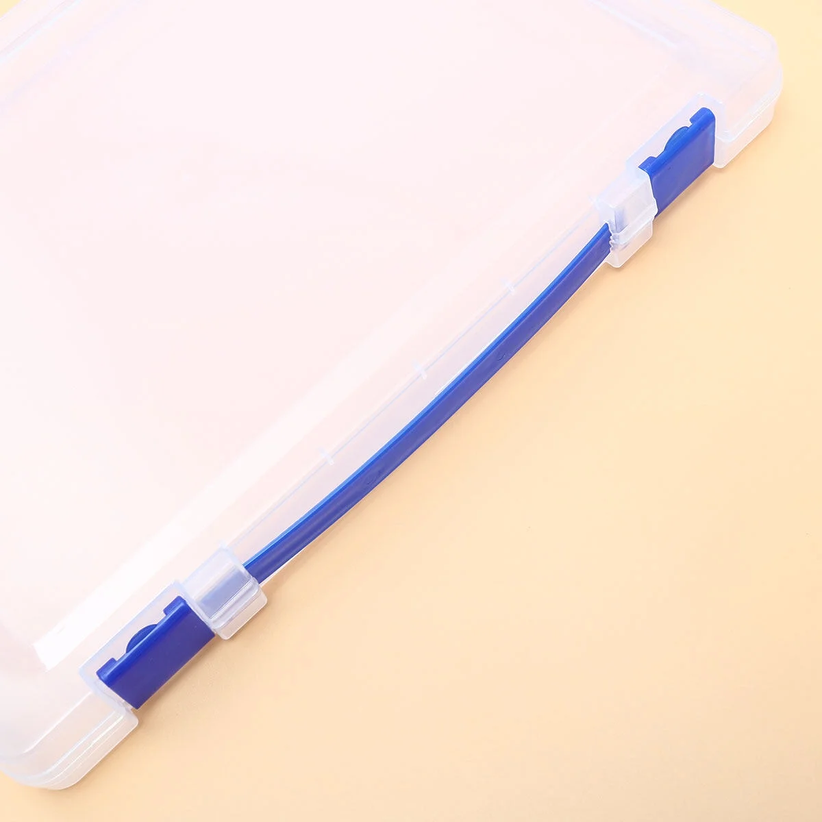 Transparent Storage Box Clear Plastic Document Paper Filling File Case Portable Ducoment Storage Holder with Blue Buckle