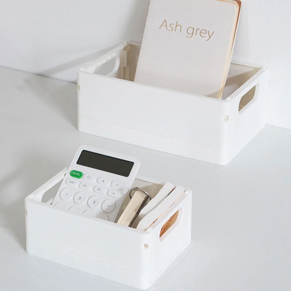 2pcs Household Storage Box Storage Organizer Box Foldable Box Plastic Desktop Makeup Storage Case