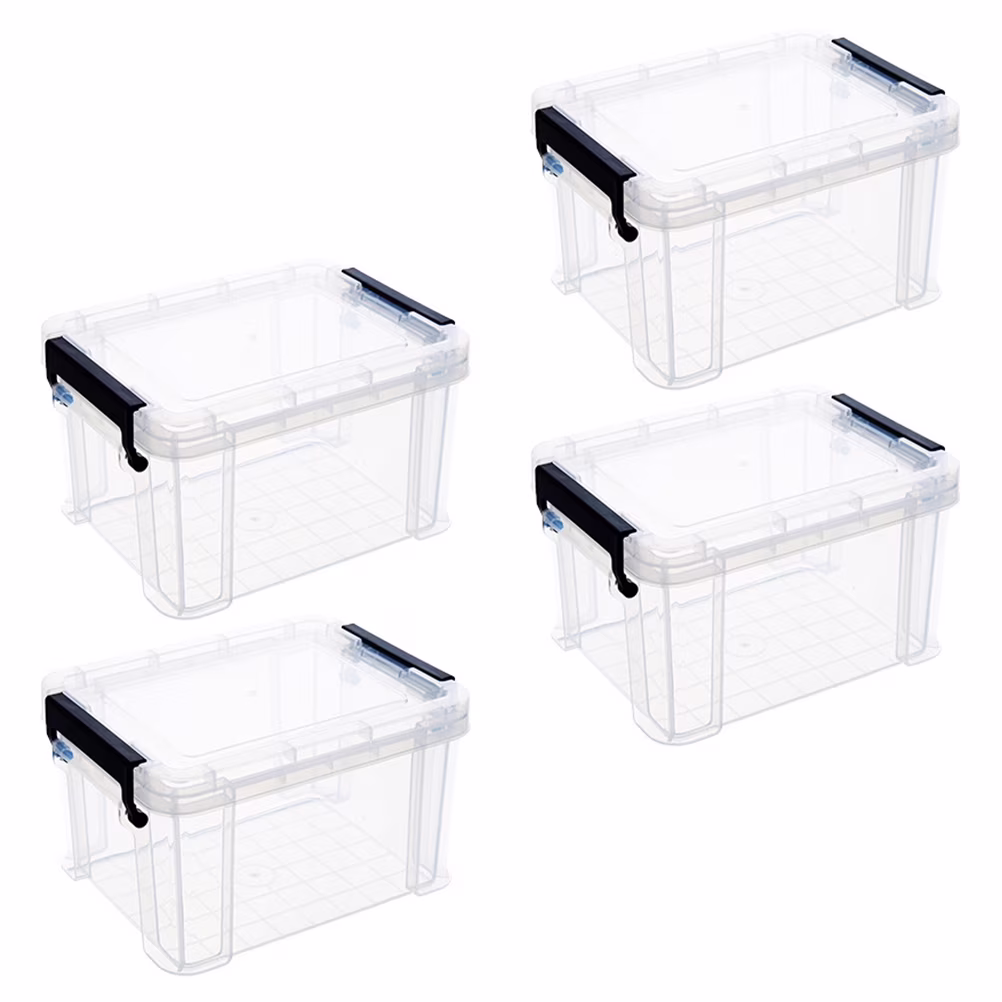 4Pcs Multi-functional Toy Storage Box, Plastic Sundries Organizer with Lid, Handles, 8.5x6.5x5.0cm