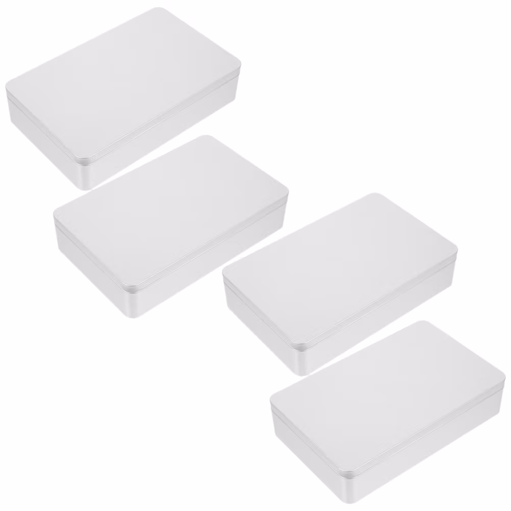 4 Pcs Collapsible Storage Bins Metal Tin Box Compact Lightweight Travel