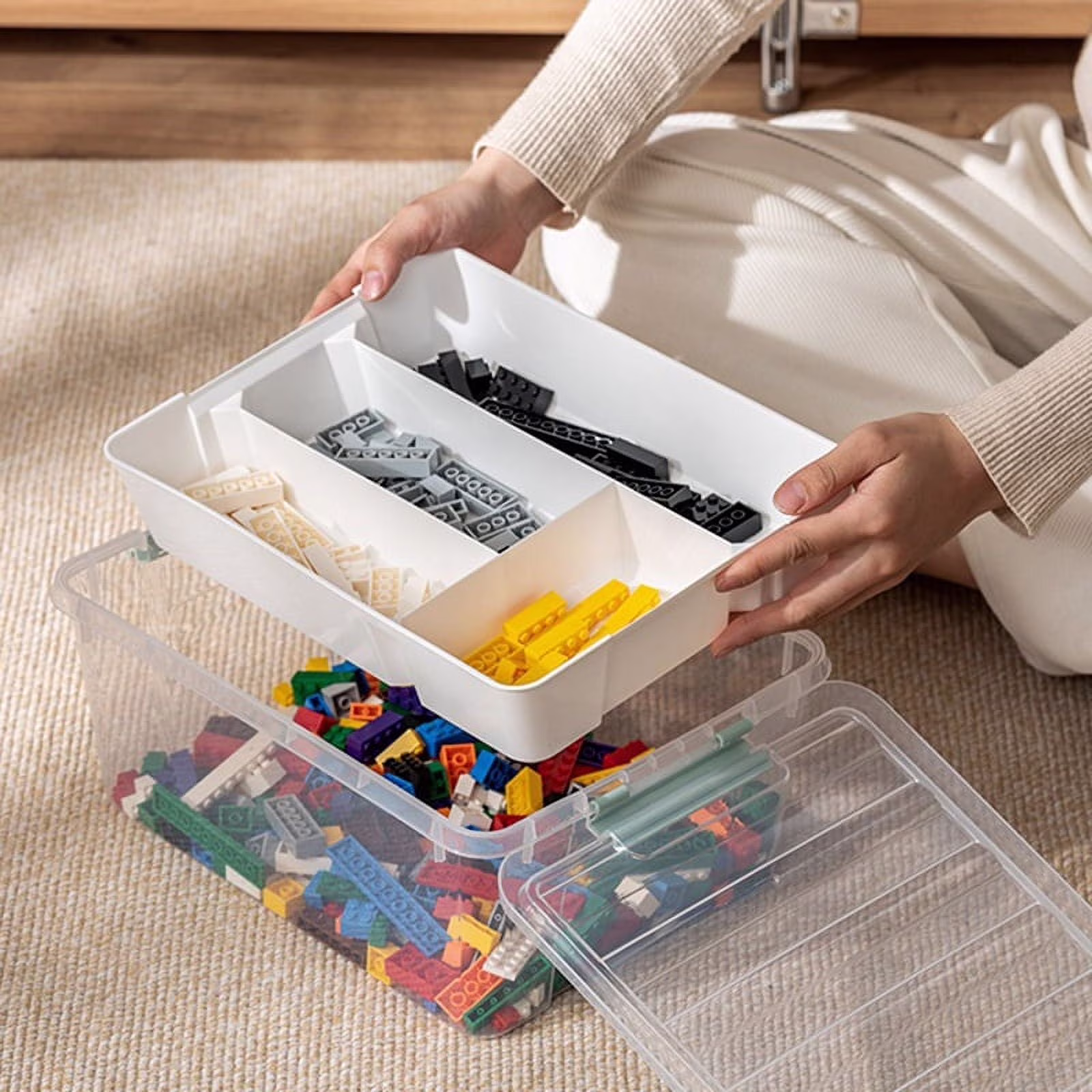 Plastic Stackable Storage Container Bin Box Tote with Lid for Home