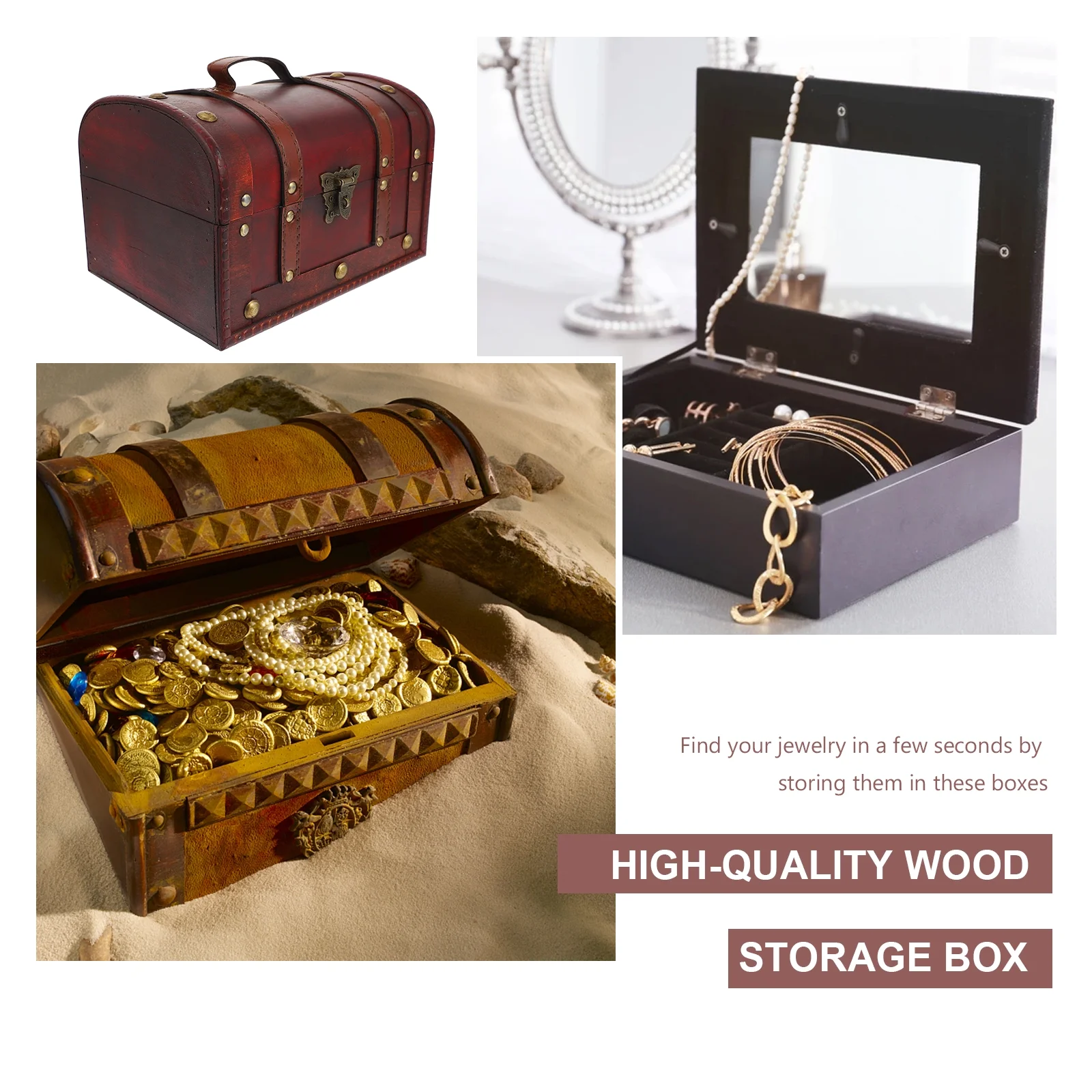 Vintage Storage Container Antique Decorative Boxes with Lids Travel