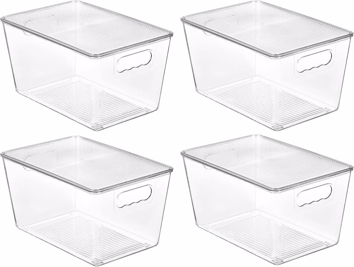 Clear Stackable Storage Bins with Lids, Large Plastic Containers with Handle for Pantry Organizer and Storage,Perfect for Bathroom,Cabinet,Kitchen,Fridge,Closet Organization