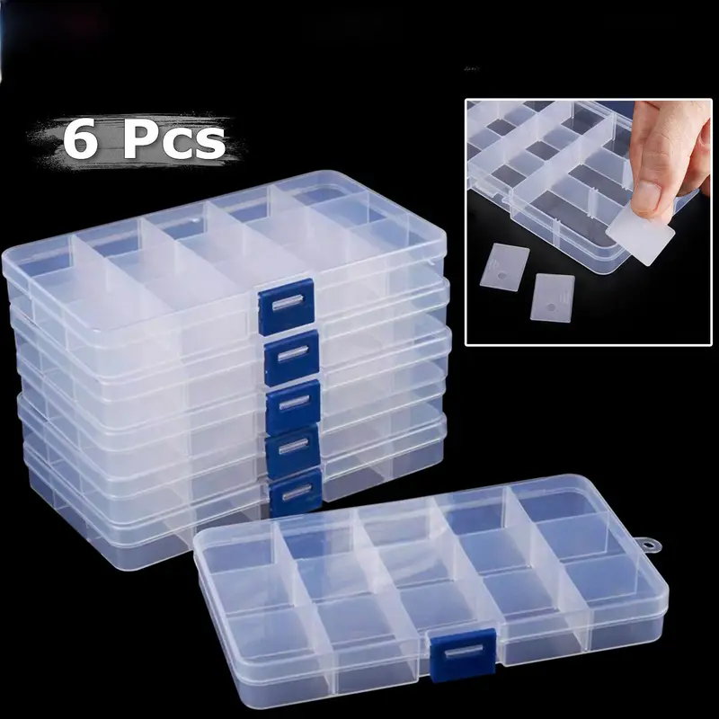 [Clear Jewelry Box] 6pcs Clear Jewelry Box | Plastic Bead Storage Craft Container Earrings Organizer