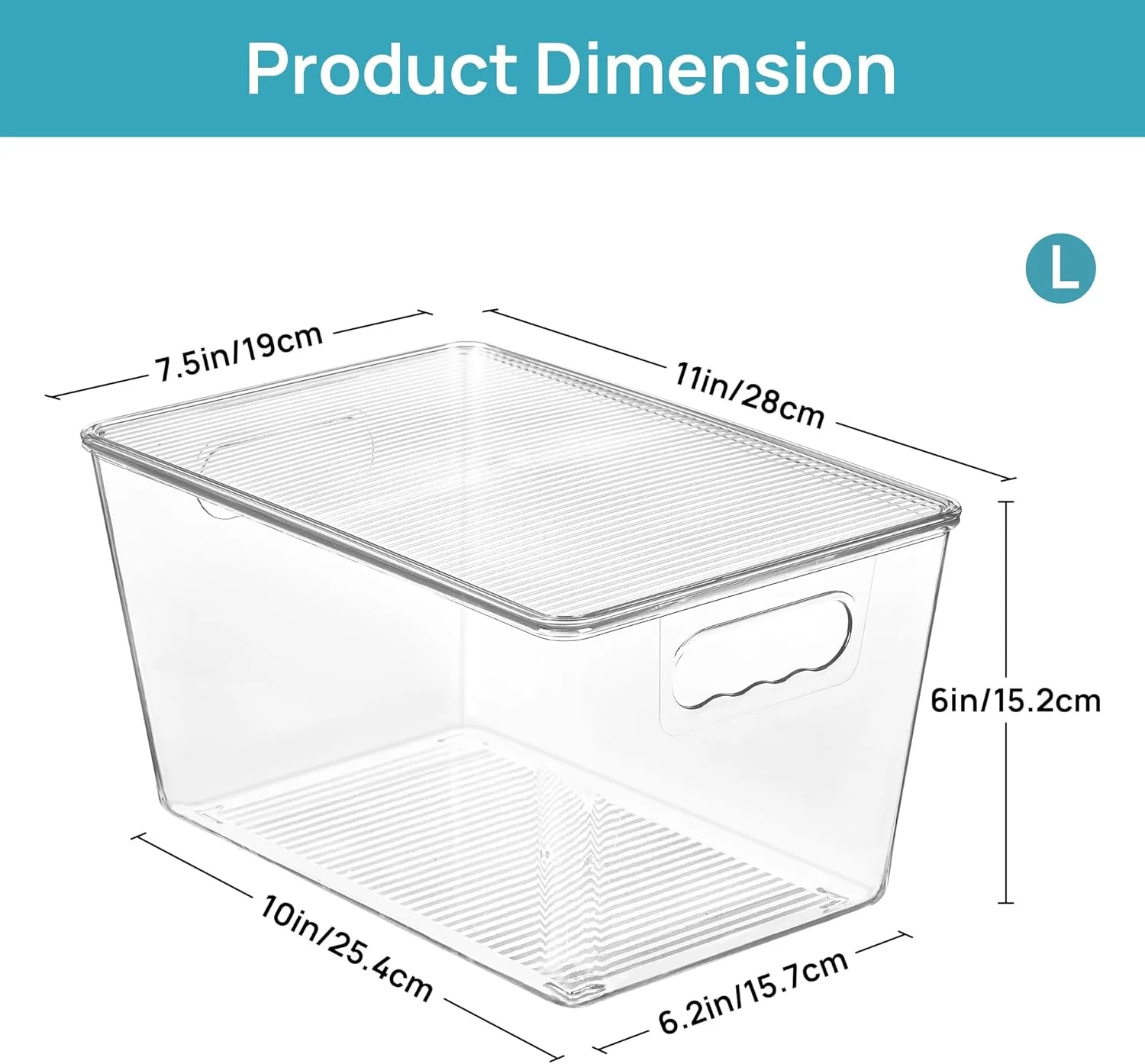 Clear Stackable Storage Bins with Lids, Large Plastic Containers with Handle for Pantry Organizer and Storage,Perfect for Bathroom,Cabinet,Kitchen,Fridge,Closet Organization