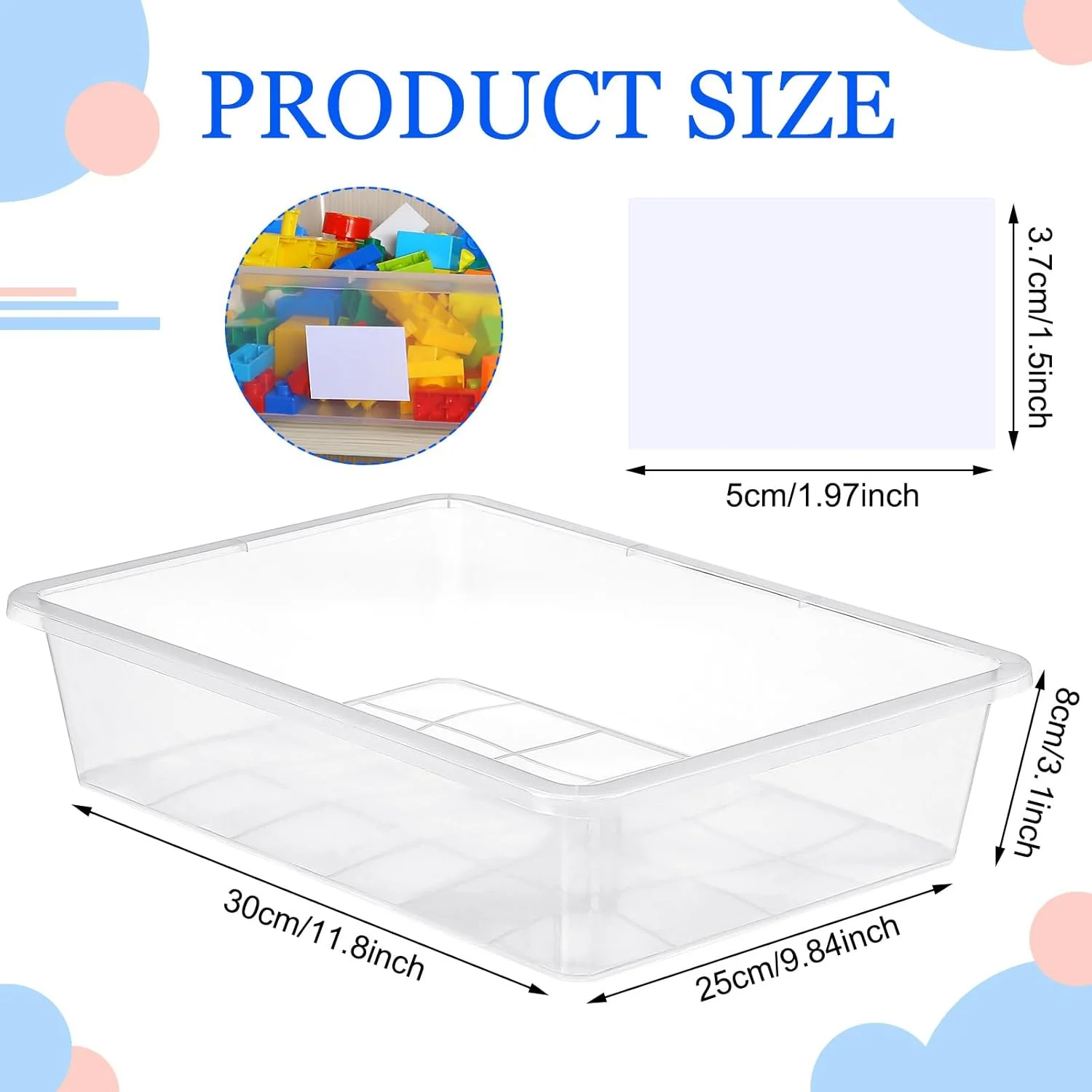 24 Pcs Plastic Cubby Storage Bins Classroom Cubby Organization with Self Adhesive Labels Bin Small Stackable Storage Containers Toy Book Box for School(14 x 10 x 3 Inch,Clear)