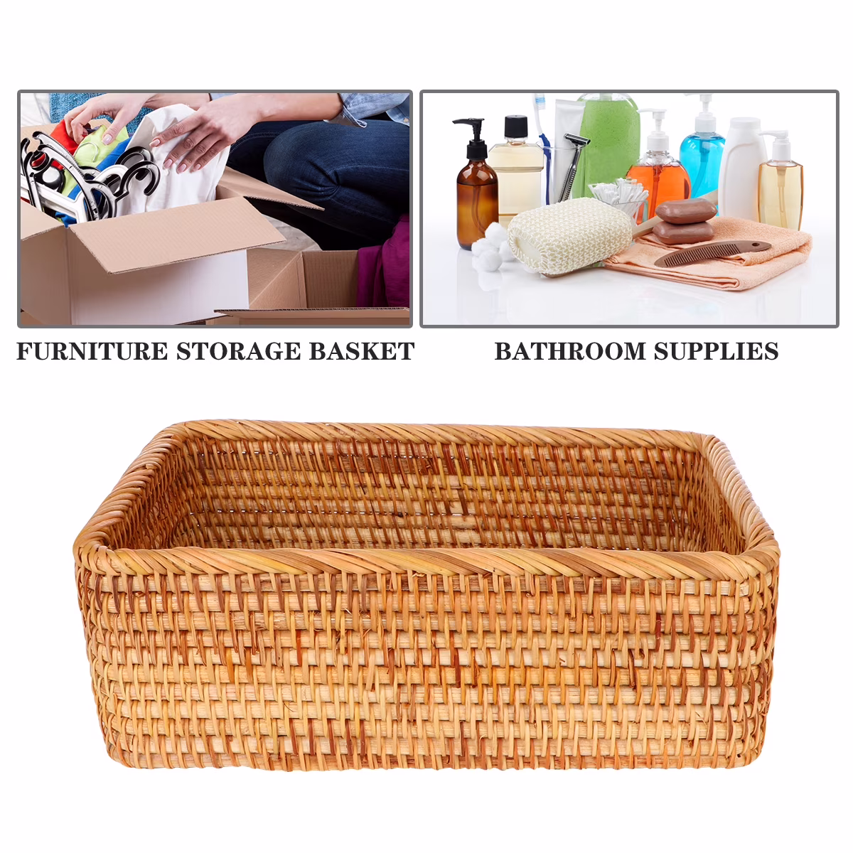 Wicker Basket with Lid Storage Boxes Lids Practical Home Child