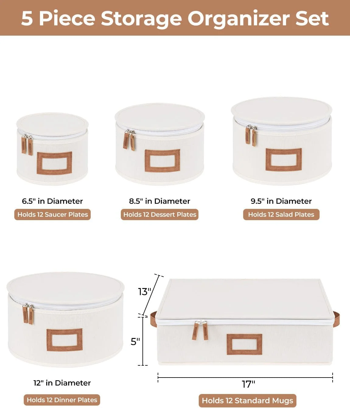 China Storage Containers, 5 Pack, Beige