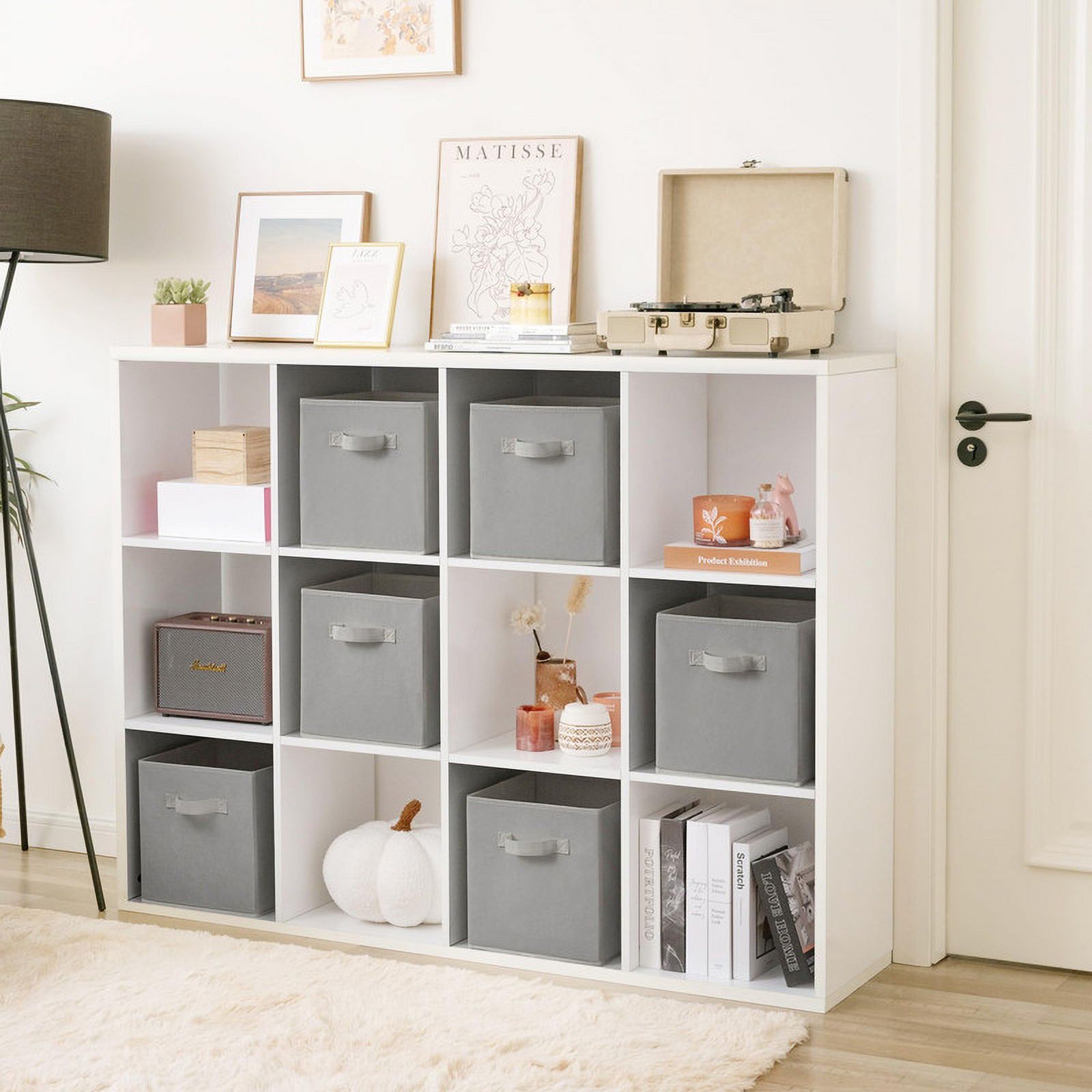 11 Inch Foldable Fabric Baskets for Organizing,6 Pack Grey Cloth Storage Bins with Handle for Home, Bedroom