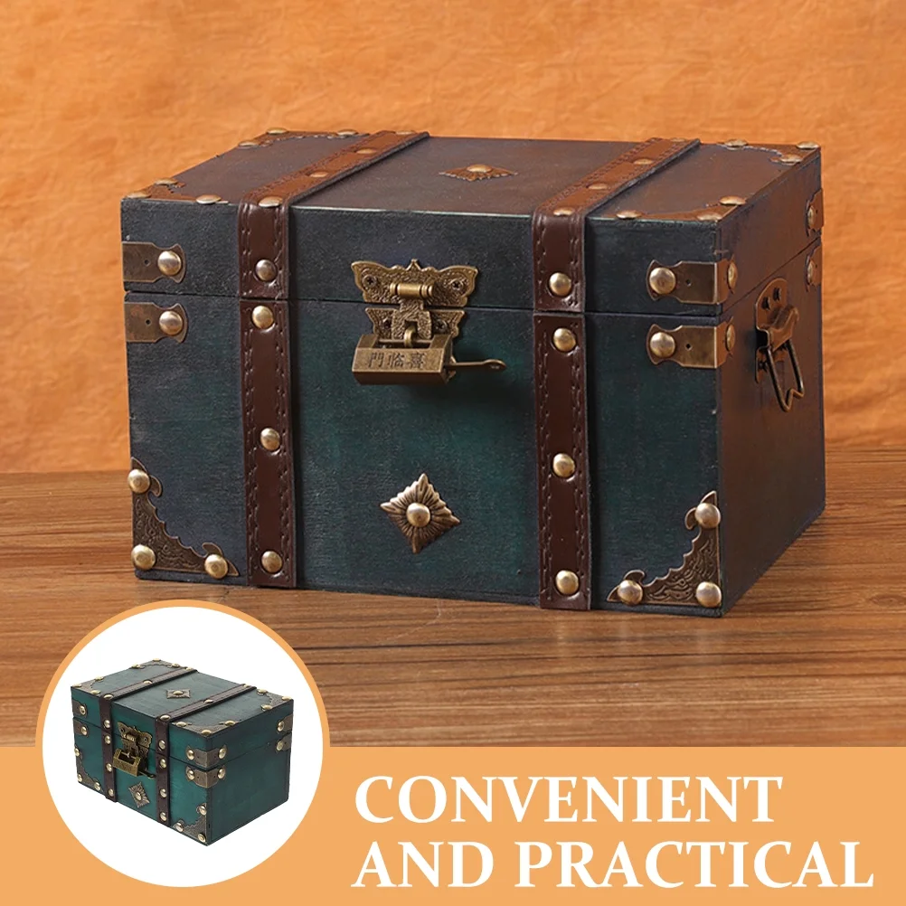 Wooden Storage Box Keepsake Stash Photo Treasure Chest Crate Dark Green