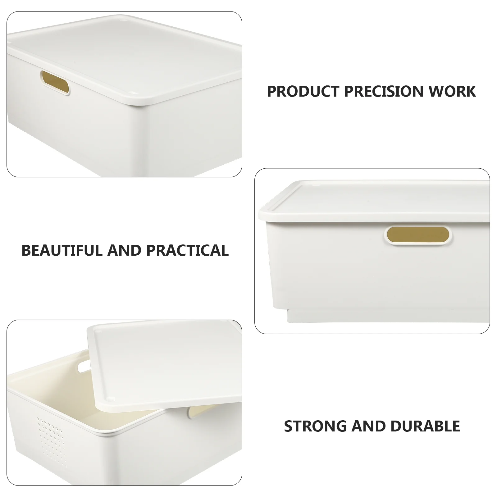 Japanese Storage Box Kitchen Shelves Basket Containers with Lids White