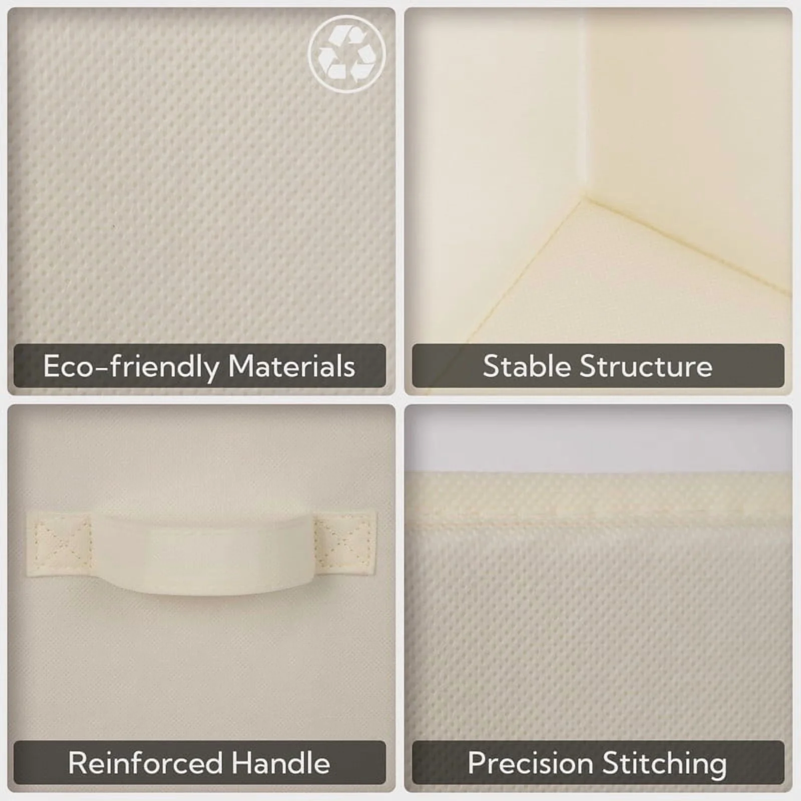 13 Inch Fabric Storage Cubes - Sturdy Collapsible Storage Bins & Handle，Storage Organizer for Organizing, Beige Storage Baskets, 6-Pack