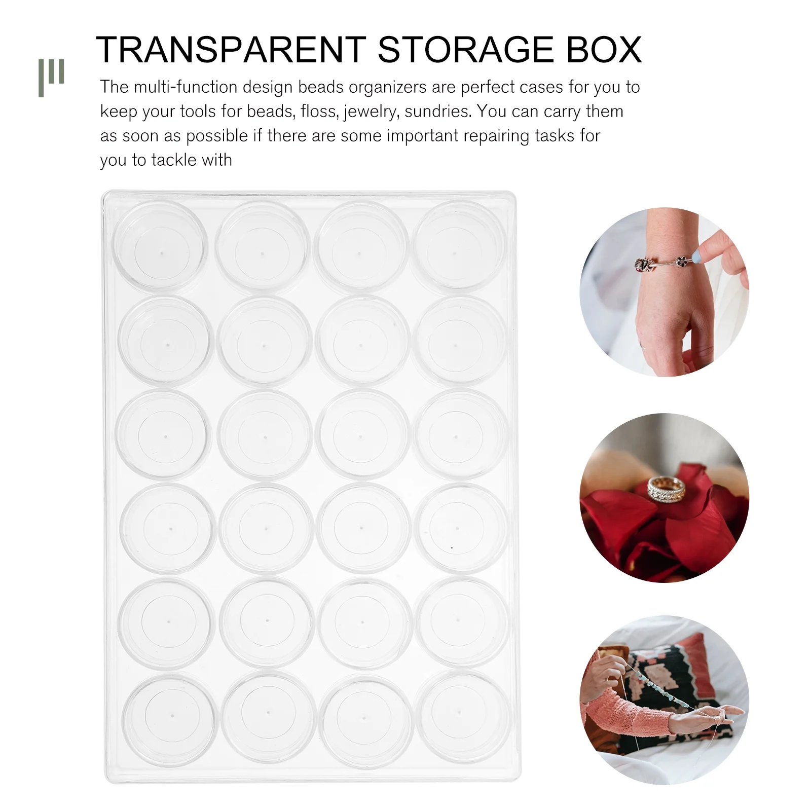 Closet Bead Organizers Storage Boxes 24X16cm Transparent