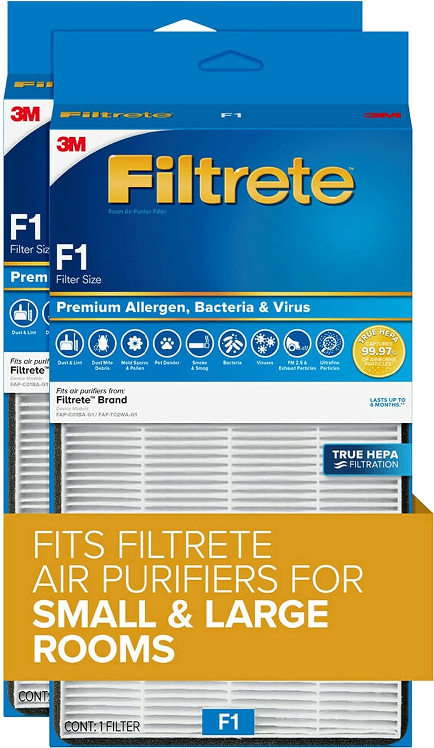 Filtrete Air Purifier, Large Room with True HEPA Filter, Captures 99.97% of Airborne particles such as Smoke, Dust, Pollen, Bacteria, Virus for 250 Sq. Ft.