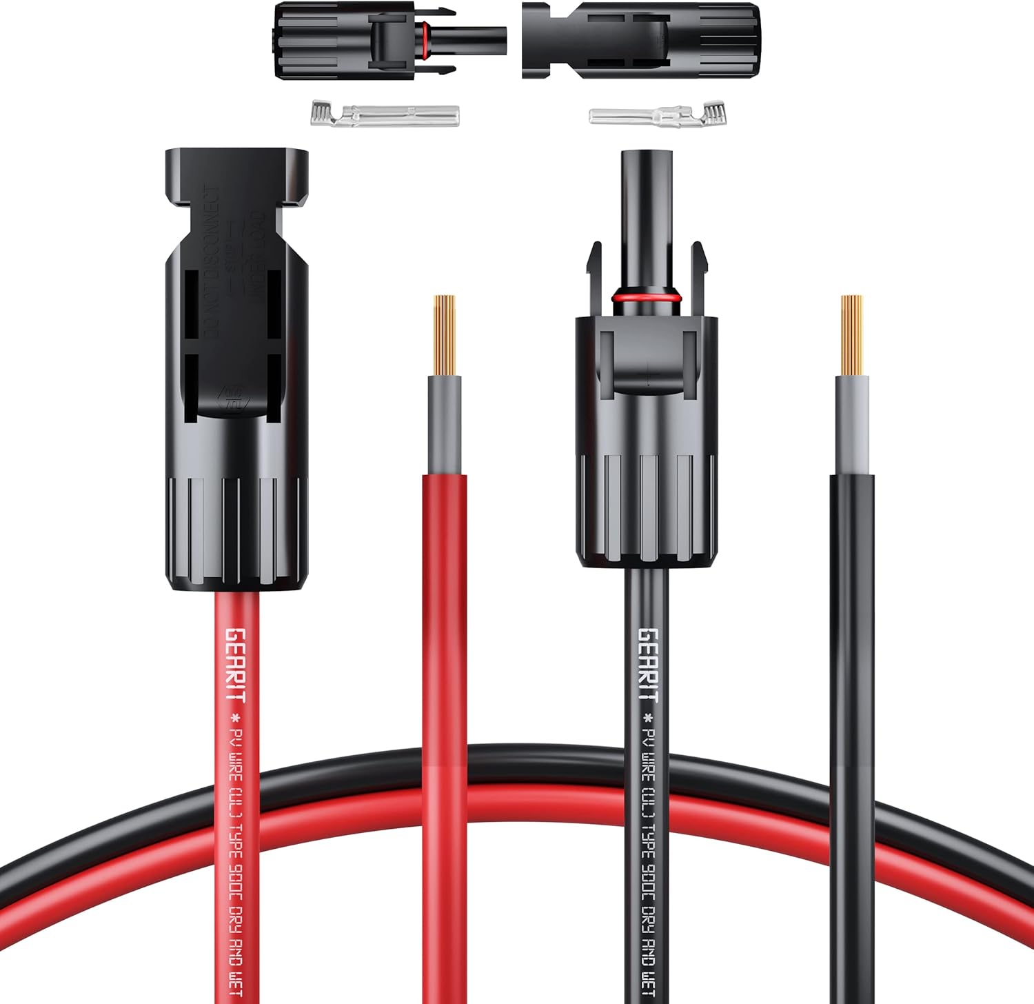 GearIT (100FT Black - 100Ft Red) 10AWG Solar Extension Cable - Male to Female Solar Connectors for Solar Panel Wire with Adapter Tool Kit, Renewable Energy Extension Cable, 100 Feet