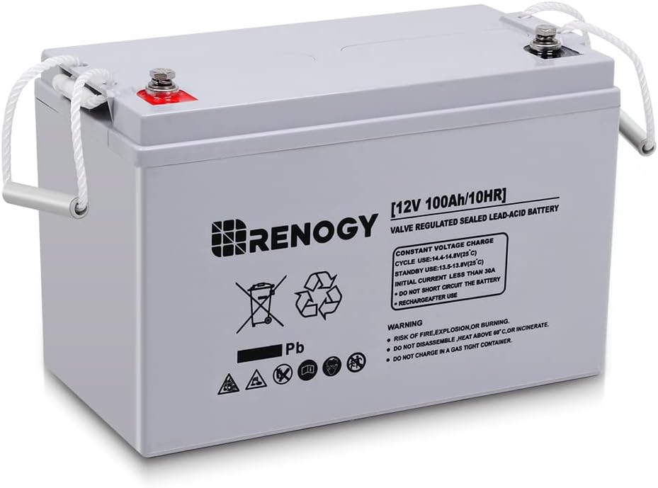 Renogy Deep Cycle AGM Battery 12 Volt 200Ah, 3% Self-Discharge Rate, 2000A Max Discharge Current, Safe Charge Most Home Appliances for RV, Camping, Cabin, Marine and Off-Grid System, Maintenance-Free
