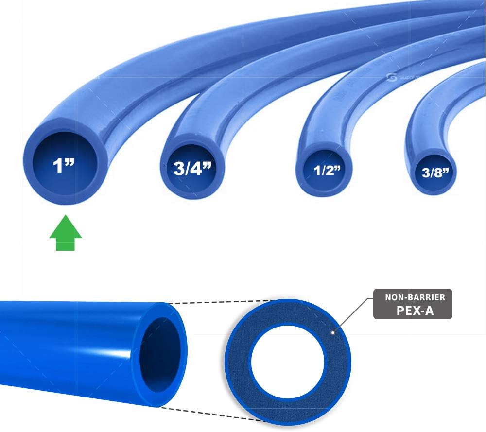 Supply Giant APB1100 PEX A Tubing for Potable Water Non-Barrier Pipe 1 in. x 100 Feet, Blue