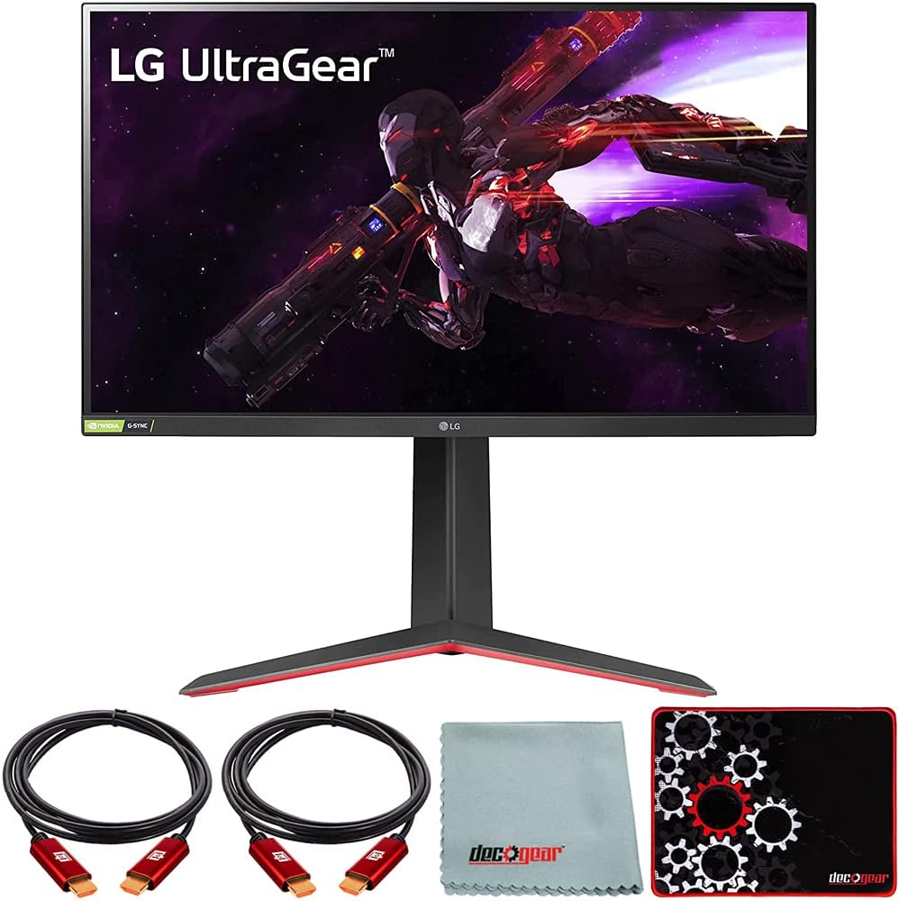 LG 27GP850-B 27 inch Ultragear QHD 2560 x 1440 Nano IPS Gaming Monitor + AMD FreeSync Bundle with Deco Gear HDMI Cable 2 Pack + Gamer Surface Mousepad + Screen Cloth