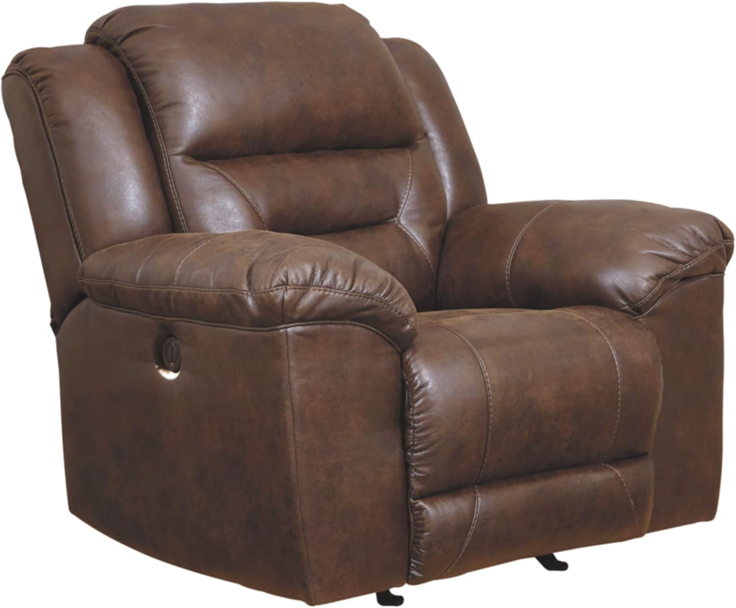 Signature Design by Ashley Stoneland Faux Leather Power Rocker Recliner, Dark Brown
