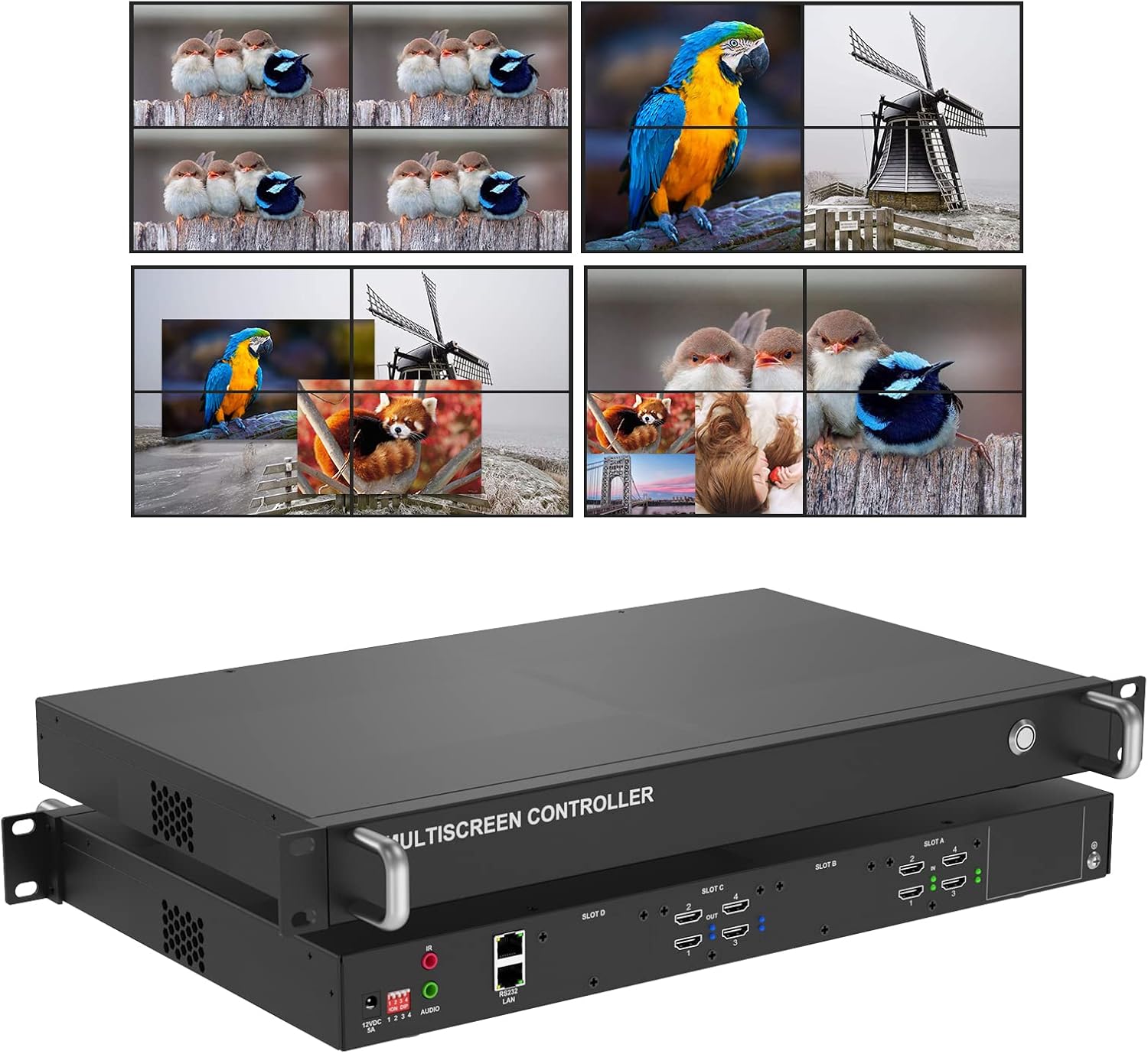 MT-VIKI 4 Channel Seamless Video Wall Processor 2x2,4X1,3X1, 4 in 4 Out, Multi Screen Controller Support PIP/Overlay/draging/Quad-Splicing/Scenes Recall