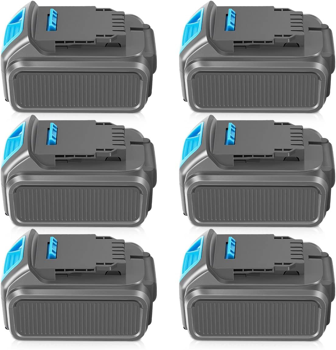 6 Packs 20V 6.0Ah Battery Compatible with Dewalt 20V Battery DCB206-2 DCB205 DCB250-2 DCB204 Replacement for Dewalt Battery MAX DCD/DCF/DCG Series Power Tools with LED Indicator (Grey)