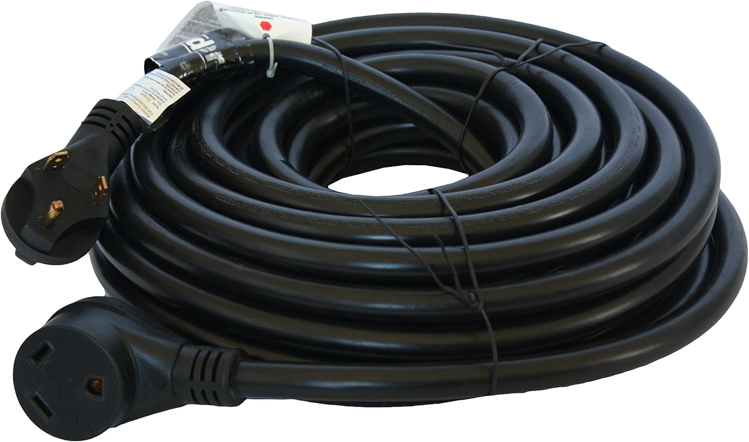 30 Amp Cynder 02011 RV Electrical Power Extension Cord 50' ft with Handle (50 Feet, Black) Pack of 2