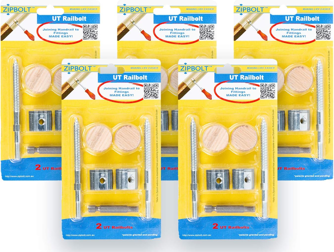 Zipbolt 13.610 Railbolt - Staircase Handrail to Fittings Connector - 5 Pack Pack of 2