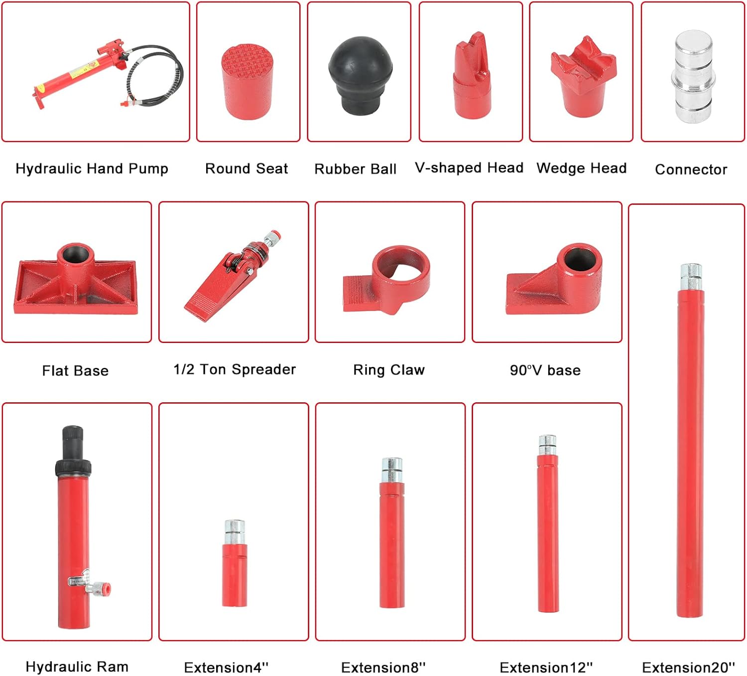 10 Ton Porta Power Kit - 2M(78.7 inch) Oil Hose Hydraulic Car Jack Ram for Loadhandler Truck Bed Unloader Farm and Hydraulic Equipment Construction - Red