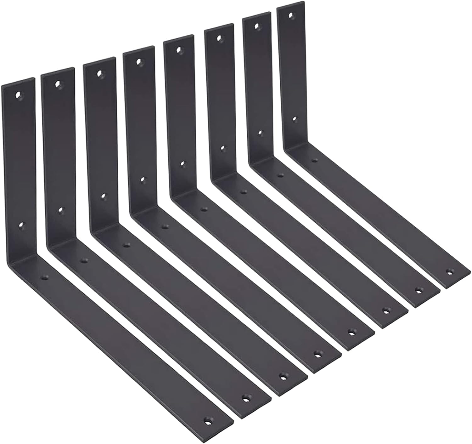 Shelf Brackets 12 Inch L Brackets for Shelves Heavy Duty Black Wall Brackets for Shelves 5mm Thick Metal Bracket Support for Shelf with Screws Pack of 2
