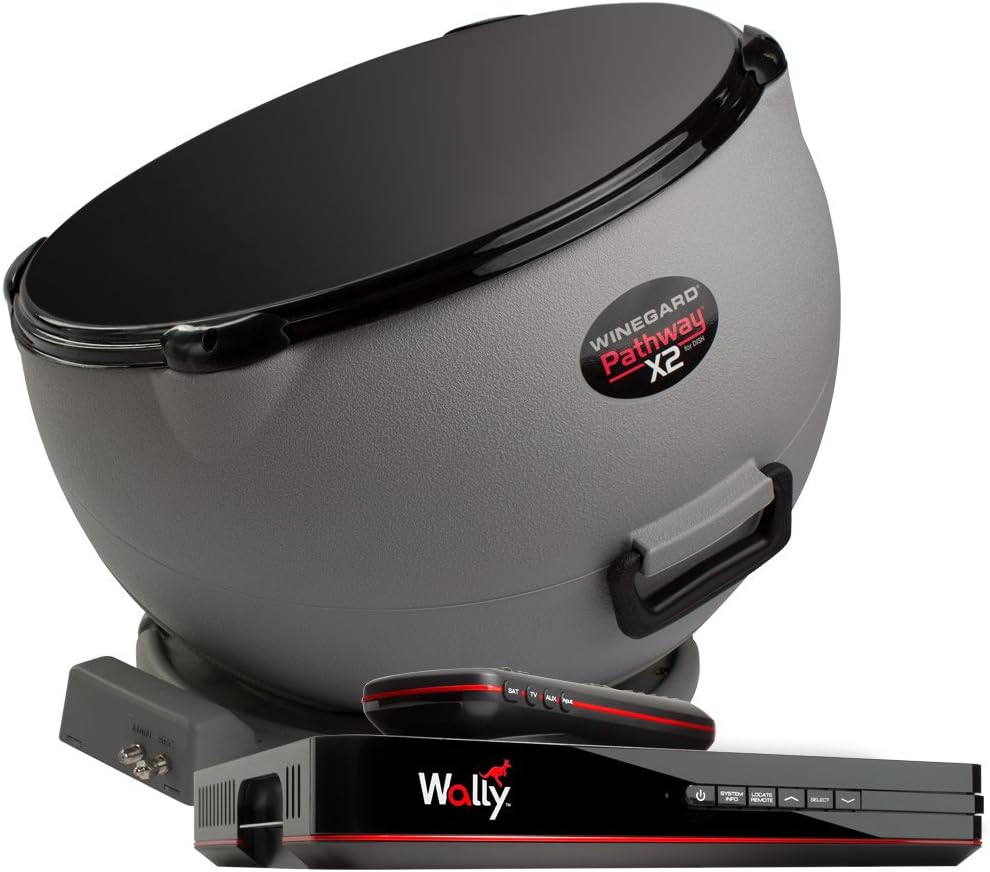 Winegard Pathway X2 PA6002R Satellite TV Antenna and DISH Wally Receiver Bundle (Dual Arc, 2 TV Viewing)