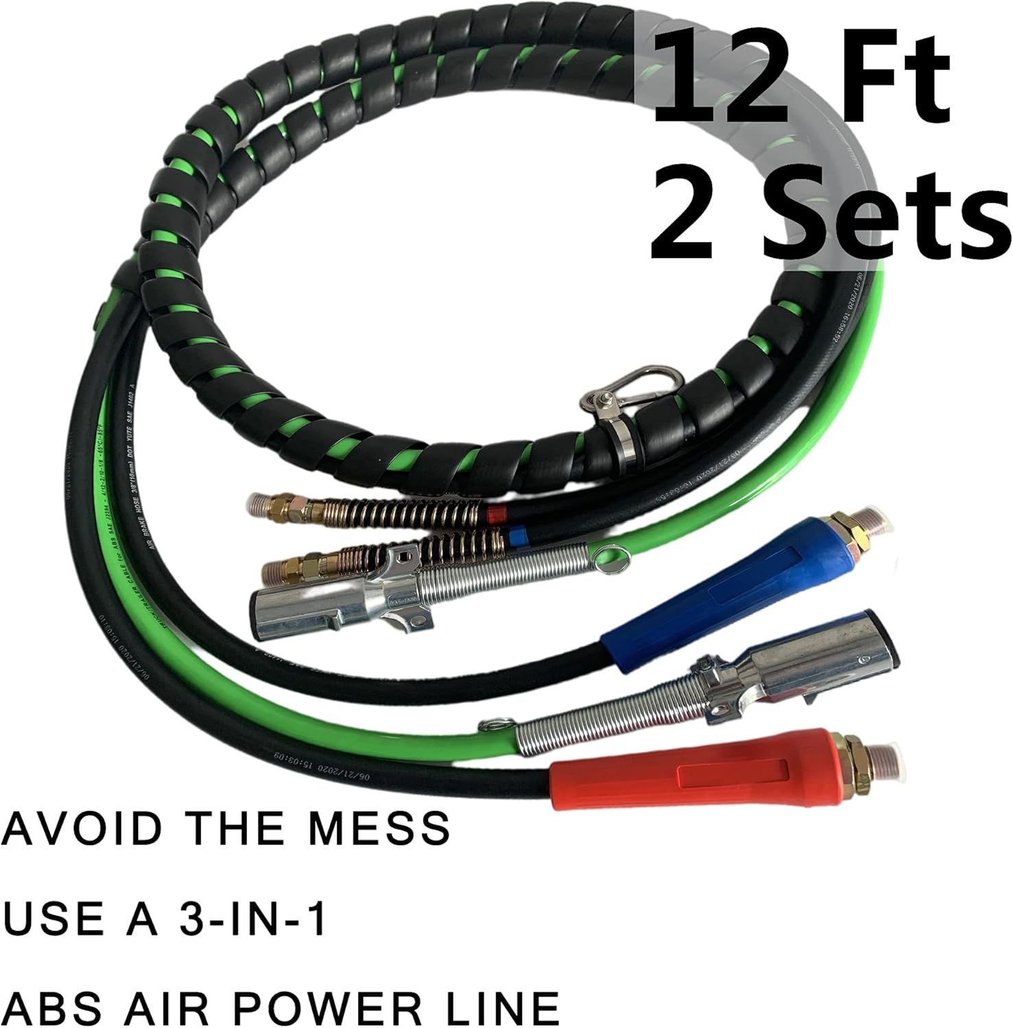 VZ4X4 3 in 1 Semi Truck Air Hose Trailer Electrical Cable Assembly ABS Wire Semi Trailer Tractor Rubber Air Line Truck Trailer Tractor Parts (2)