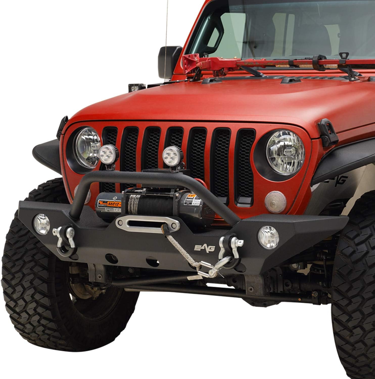 KML Front Bumper with Winch Plate and Fog Light Hole Fit for 18-22 Wrangler JL