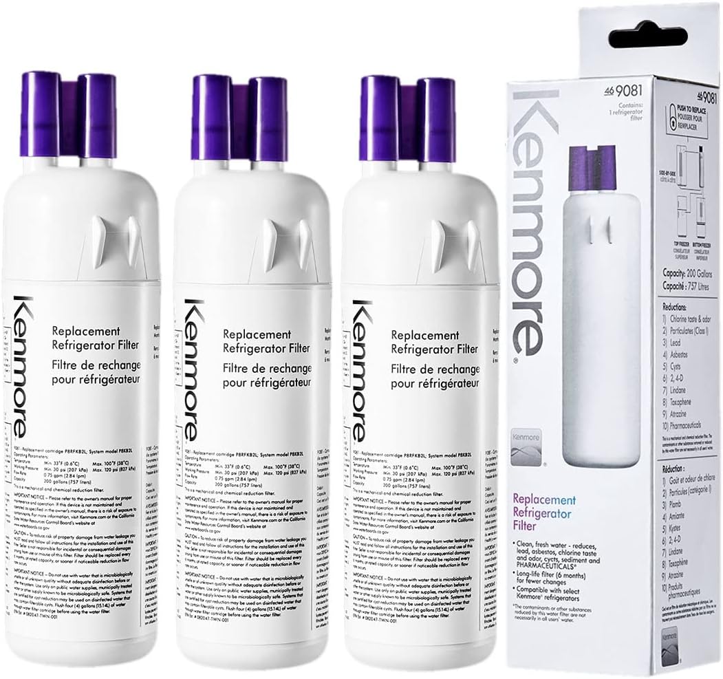46/9081 46/9930 W10295370A Water F ilter Replacement for Kenmore 9081, Kenmore 9930, W10295370, Filter1, P4RFWB, Compatible with EDR1RXD1, P4RFWB, Replacement Model: 46-9081, 2 Pack Pack of 2
