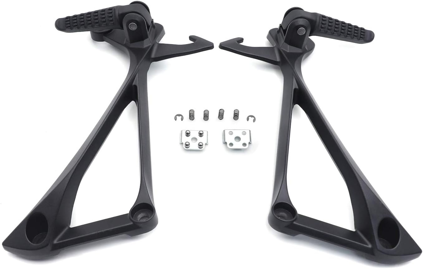 HTTMT- Rear Passenger Foot Pegs Footrest Bracket Fit Compatible with Ninja ZX10R 2011-2014 (Color:Black) [P/N: MT390-048-BK] Pack of 2