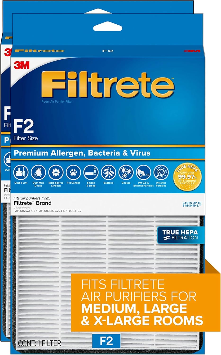 Filtrete Air Purifier, Small/Medium Room True HEPA Filter, Captures 99.97% of Airborne particles such as Smoke, Dust, Pollen, Bacteria, Virus for 150 Sq. Ft., Office, Bedroom, Kitchen and more