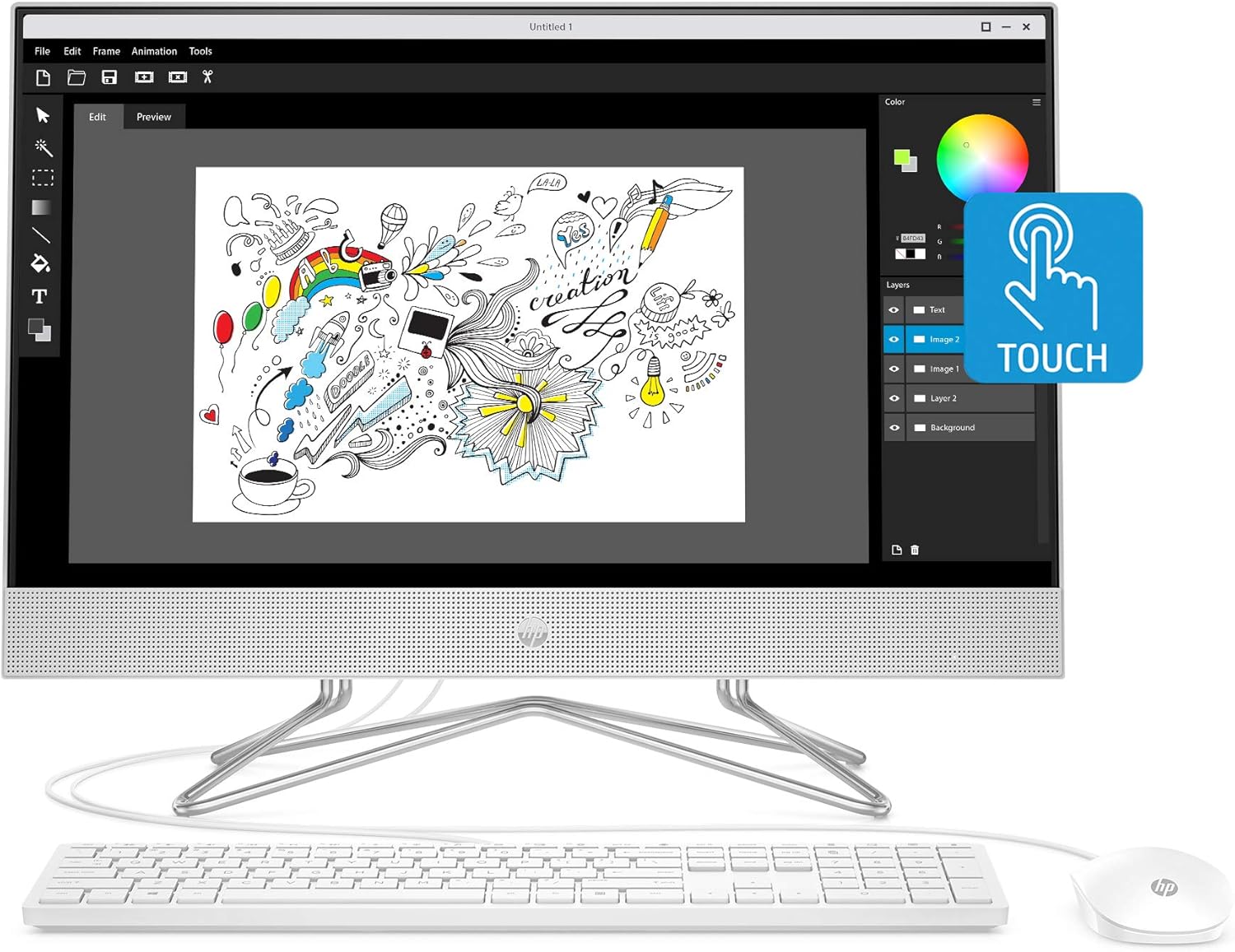 HP 24-inch All-in-One Touchscreen Desktop Computer, AMD Ryzen 5 4500U Processor, 12 GB RAM, 512 GB SSD, Windows 10 Home (24-dp0160, Silver)
