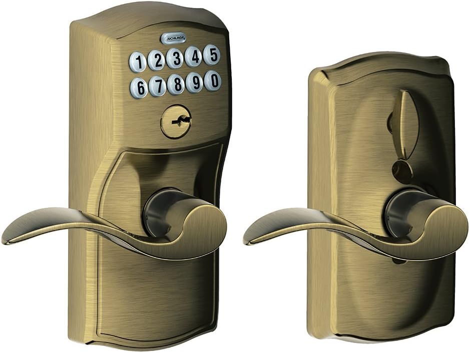 SCHLAGE FE575 PLY 626 ELA Plymouth Keypad Entry with Auto-Lock and Elan Levers, Brushed Chrome