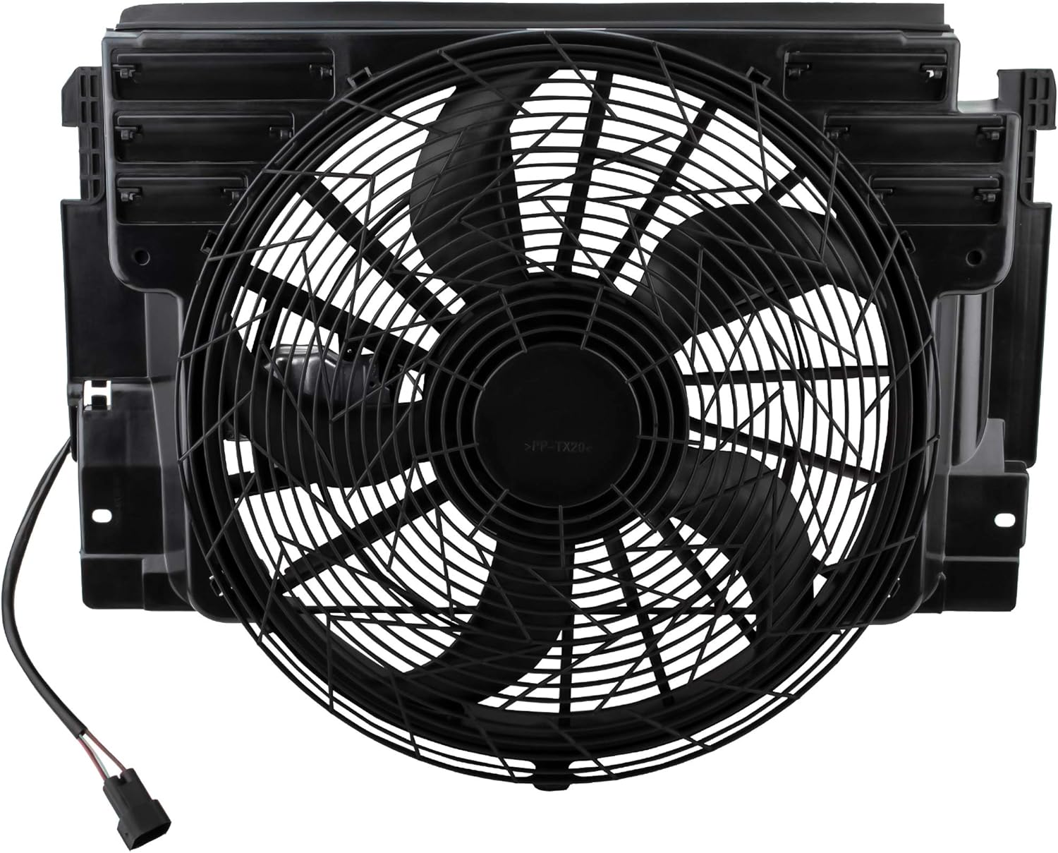 BOXI A/C Condenser Cooling Fan Assembly Compatible with BMW E53 X5 2000 2001 2002 2003 2004 2005 2006 BMW X5 OE# 64546921381 BM3020102