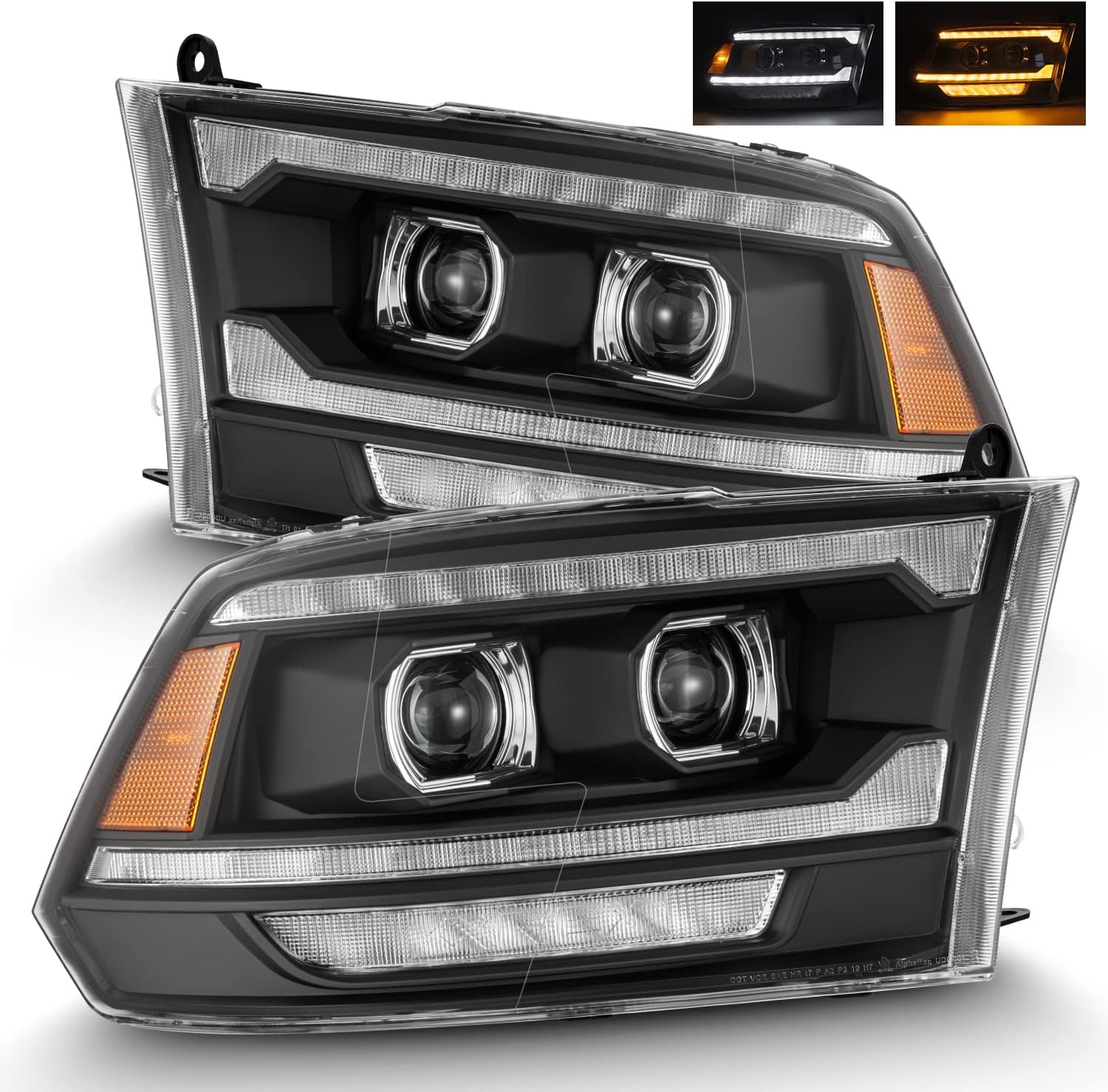 AlphaRex 880558-13-18 Ram 1500/2500/3500 LUXX-Series (5th Gen 2500 G2 Style) LED Projector Headlights Black