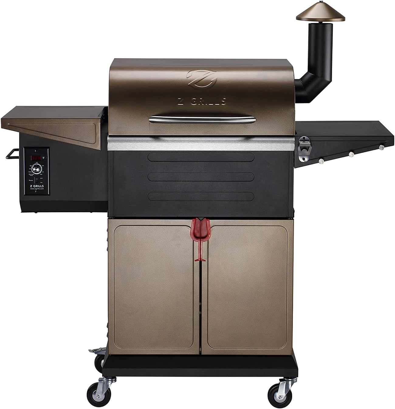 Z GRILLS Pellet Grill & Smoker 8 in 1 BBQ Grill Auto Temperature Control, 573 sq.in. Cooking Capacity, Bronze