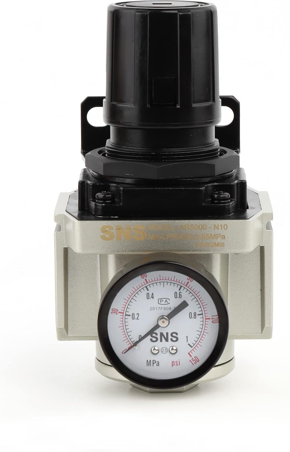 SNS AR5000-N10 Female Thread 1'' NPT Air Pressure Regulator 0-150 PSI Adjustable,Bracket,Gauge Pack of 2