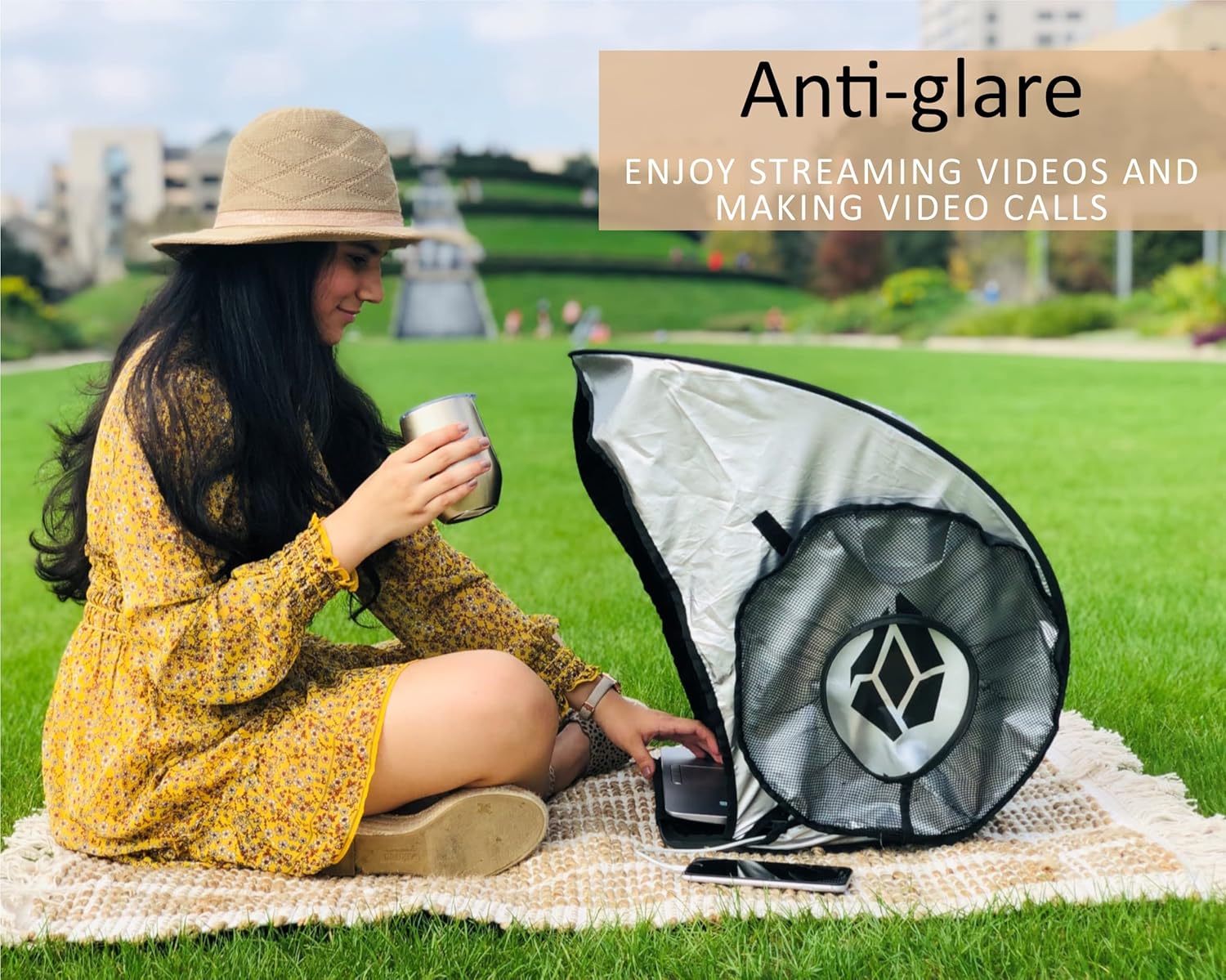 WISARO Laptop Sun Shade – Work from Anywhere, Anti-Glare, Lightweight, Fits up to 17