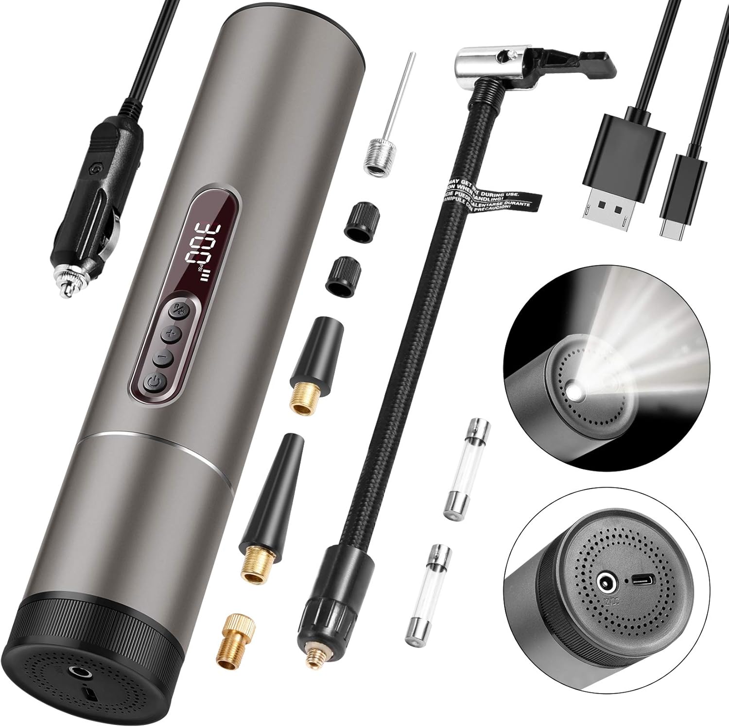 Portable Cordless Tire Inflator Pump, Handheld Air Compressor,6600mAh Big Battery for Car Motor Bike Tires Pack of 2