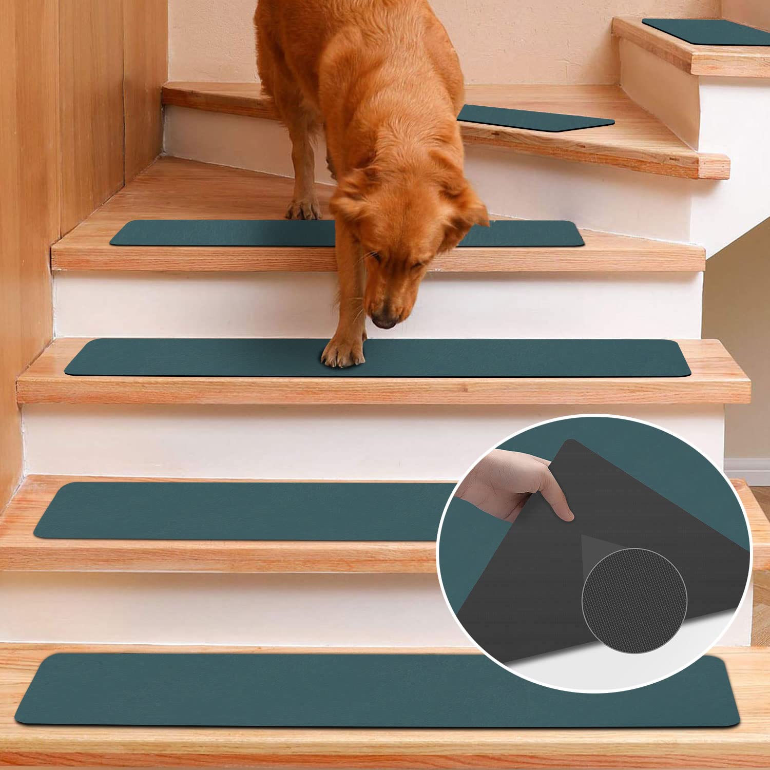 Rubber Stair Treads Non-Slip Step Mats for Stairs, Goylser Gray Stairway Grips Strips Staircase Step Treads Carpet Treads for Wood Stairs (8