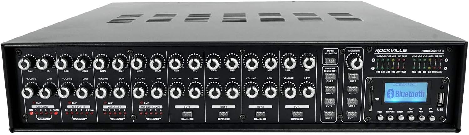 Rockville RCS650-6 650 Watt 6 Zone 70v Commercial/Restaurant Amplifier/Bluetooth
