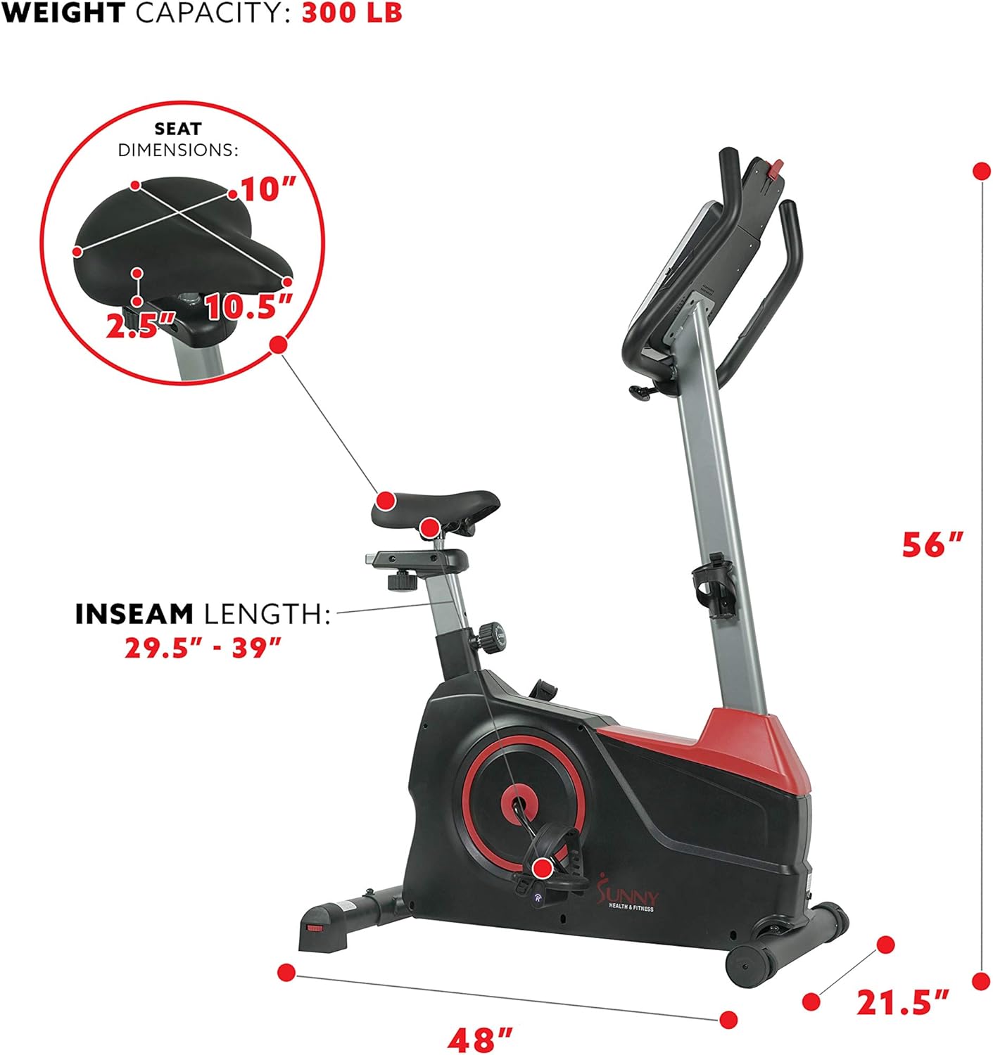 Sunny Health & Fitness Evo-Fit Stationary Upright Bike with 24 Level Electro-Magnetic Resistance - SF-B2969