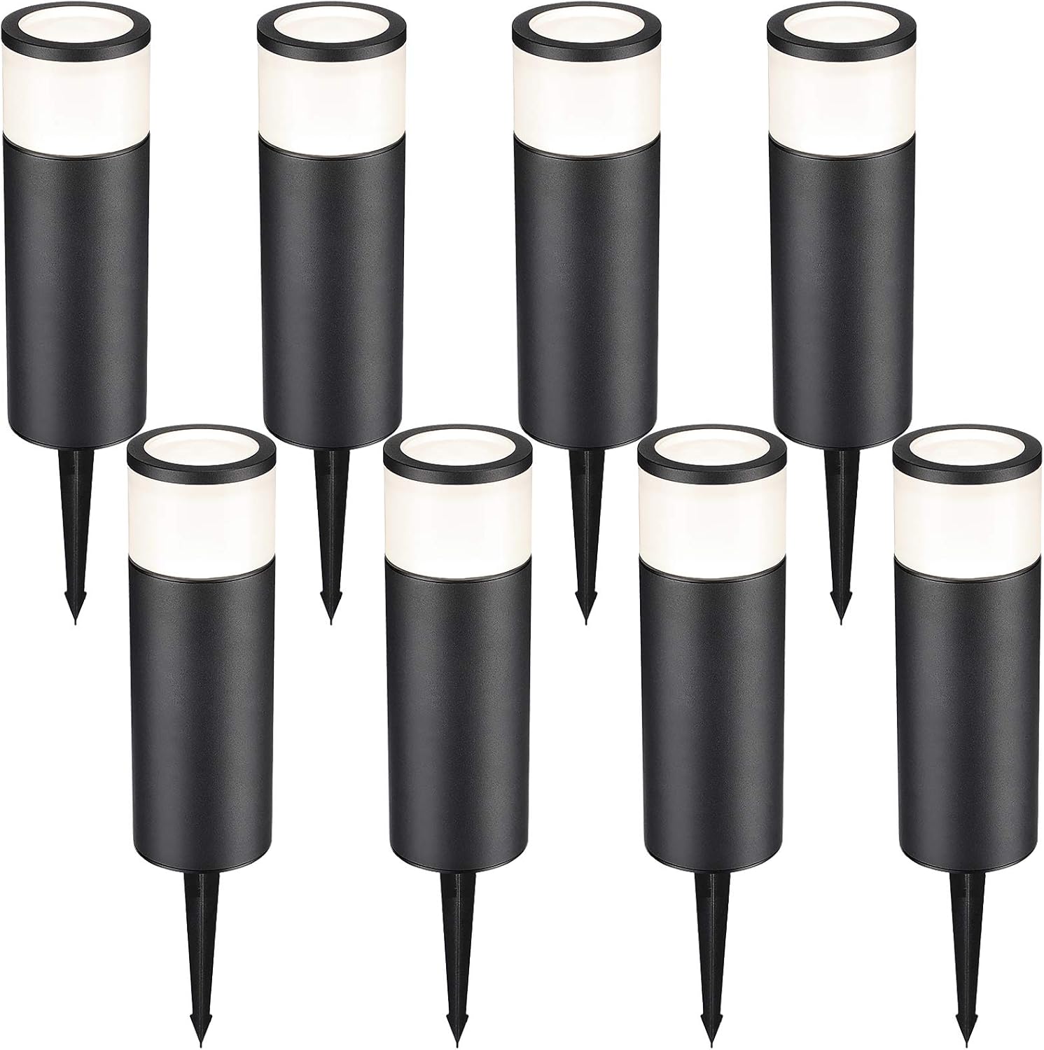 LEONLITE 8-Pack Low Voltage Landscape Pathway Lights LED, 5W 12V-24V AC/DC Wired Flood Lighting, Die-cast Aluminum, 400lm 3000K Warm White, 15-Year Lifespan