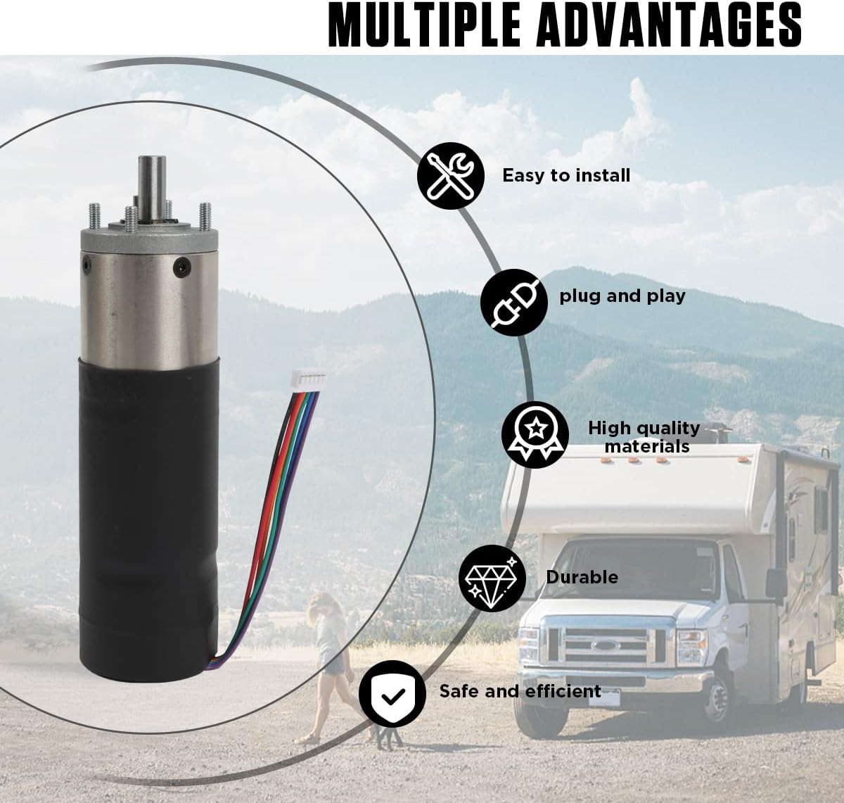 DUOYI 236575 RV in-Wall Slide-Out Motor, 300:1 High Torque Gear Ratio RV Slide Out Motor RV, RV Slide Out Supports Motor IG-42 10MM in Wall Motor Pack of 2