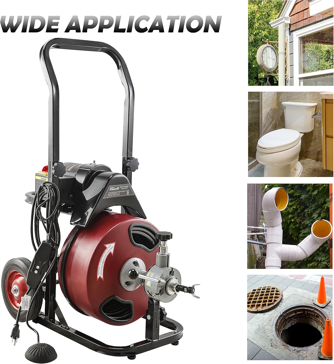 XtremepowerUS Commercial Sewer Snake Drill Drain Auger Cleaner Cable 50-Feet Long 1/2