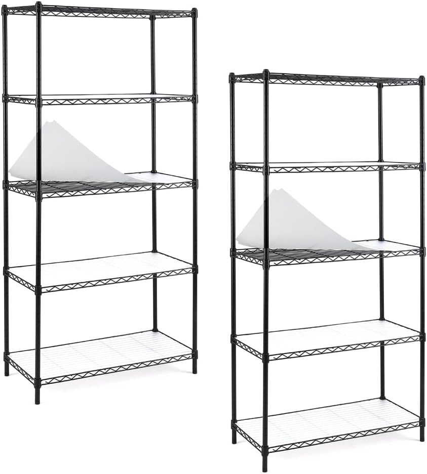 EFINE 2-Pack 5-Shelf Shelving Unit with Shelf Liners Set of 5, Adjustable, Steel Wire Shelves, 150lbs Loading Capacity Per Shelf, Shelving Units and Storage for Kitchen and Garage (30W x 14D x 60H)